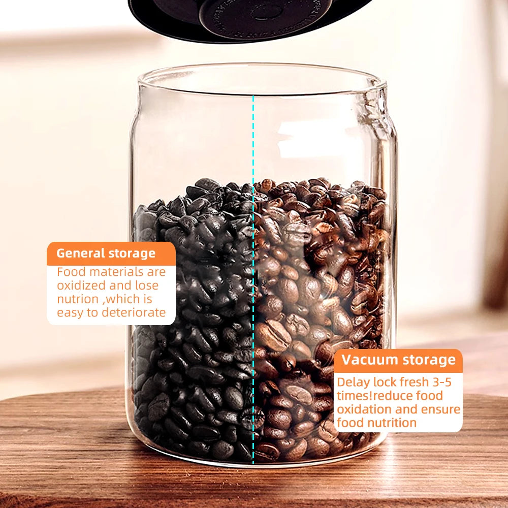 Pot en verre sous vide de différentes capacités sur étagère