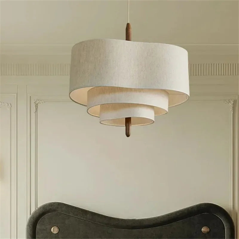 lampe suspendue moderne tissu lin beige clair luminaire salon cuisine chambre