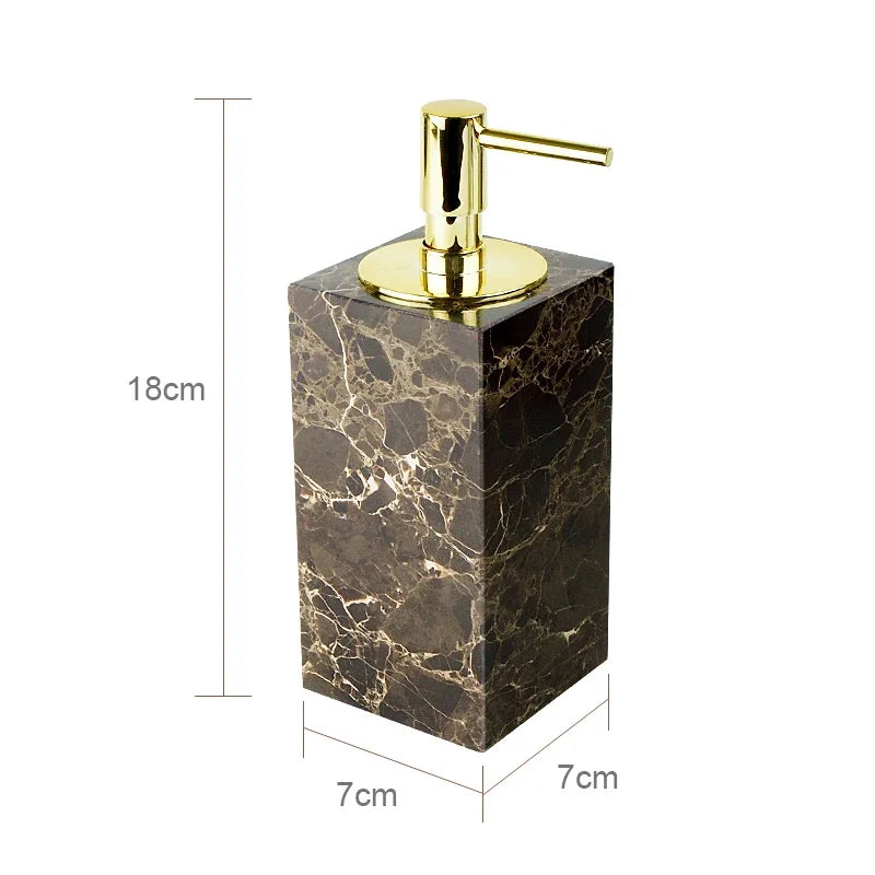ensemble salle bain marbre distributeur savon porte savon diffuseur huiles essentielles noir doré