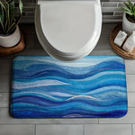 tapis moderne bleu rayures ondulées imperméable antidérapant bain entrée salon extérieur