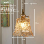 suspension lumineuse vintage transparente relief doré éclairage rétro chambre salon
