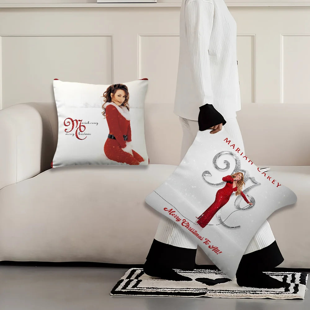 taie d'oreiller mariah carey noel coussin moderne rouge blanc photo décoration intérieure polyester dobby