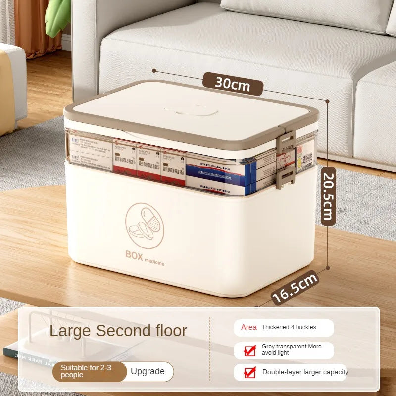 boîte médicaments transparente moderne réutilisable portable blanc beige