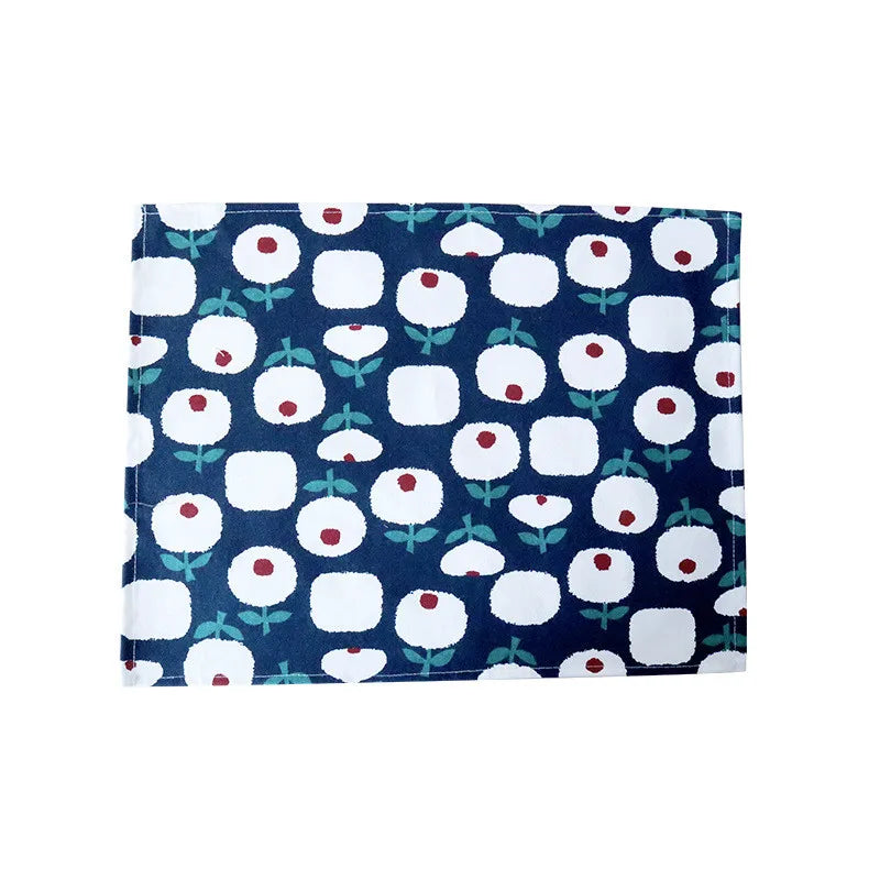 nappe table motif floral moderne rouge blanc bleu marine tissu coton polyester decoration intérieure