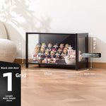 présentoir rangement étagère vitrée moderne noir transparent compartiments 120L capacité