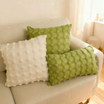 coussins carrés géométriques blanc rose clair vert olive amovibles modernes 30x50cm