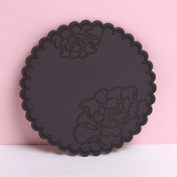 coasters silicone motifs floraux bord dentelé gris blanc transparent décoration florale
