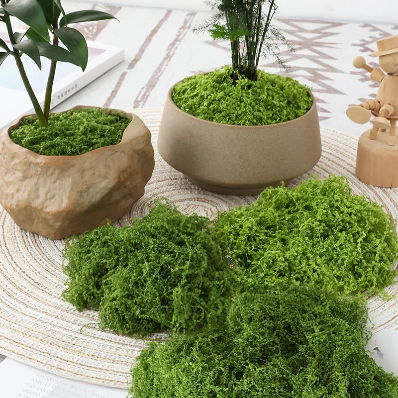 mousse décorative verte polyester décoration intérieure terrariums pots plantes diy bonsaï filamenteuse duveteuse