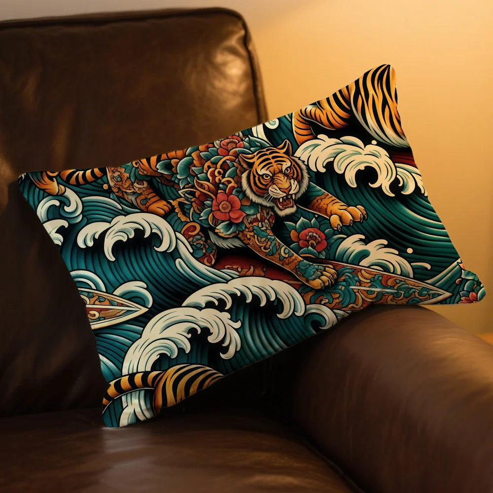 taie d'oreiller motif tigre poissons roses crânes love life graphique 100 polyester double face