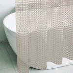 rideau douche gris semi transparent moderne motif réticulé respectueux l'environnement eyelets