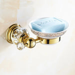 porte savon mural cristal doré acier inoxydable motifs géométriques transparent luxueux salle bain