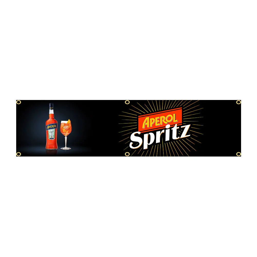 bannière publicitaire aperol spritz imprimée clips orange jaune bleu moderne décorationextérieur 60cm 240cm polyesterSUPERTEX