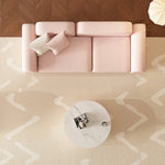 canapé moderne rose clair uni bois salon minimaliste 210cm 170cm 240cm coussins