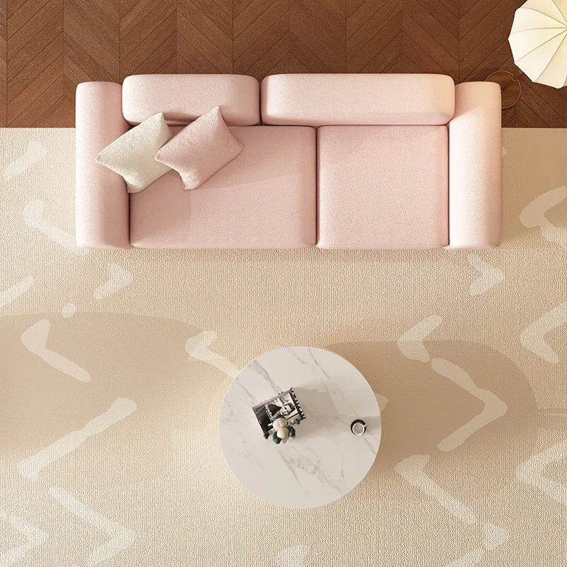 canapé moderne rose clair uni bois salon minimaliste 210cm 170cm 240cm coussins