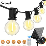 guirlande solaire lumineuse 30m 50 boules blanc chaud moderne panneau solaire télécommande interrupteur intégré