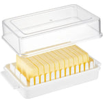 Beurrier 500g blanc émail avec couvercle bois hêtre vue de face