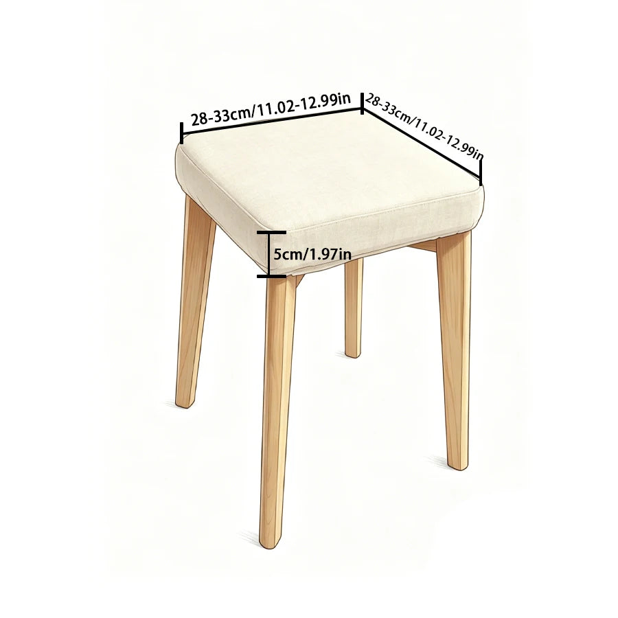 couvre tabouret carré moderne beige rayures horizontales élastique adhésif extérieur accueil