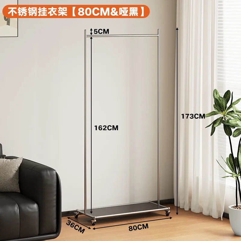 porte manteau moderne acier inoxydable gris roulettes vintage fonctionnel entrée chambre coucher