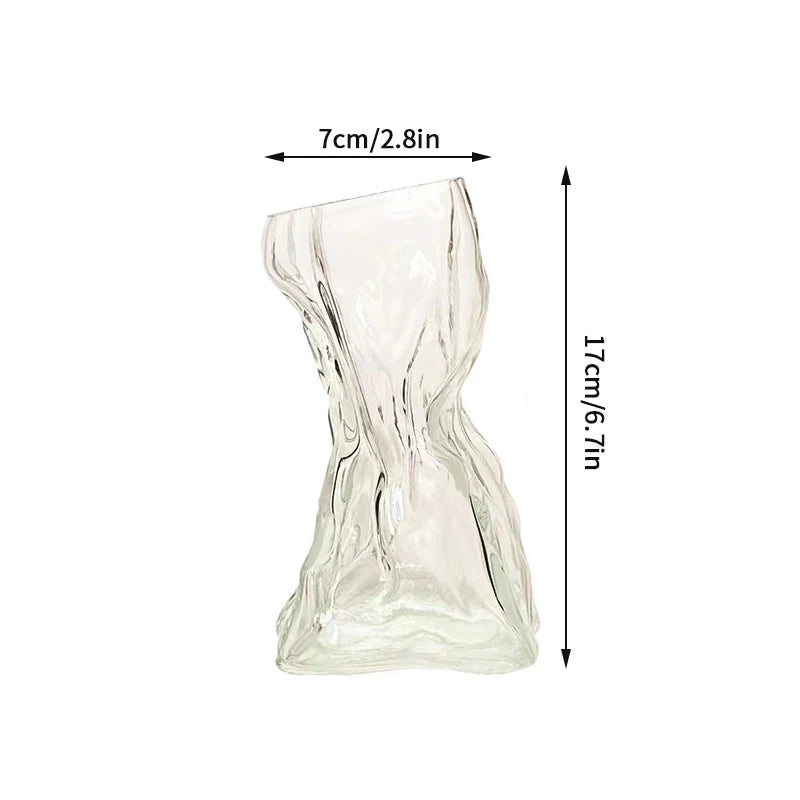 vase transparent verre texturé moderne intérieur décoration florale artificielle minimaliste table accueil
