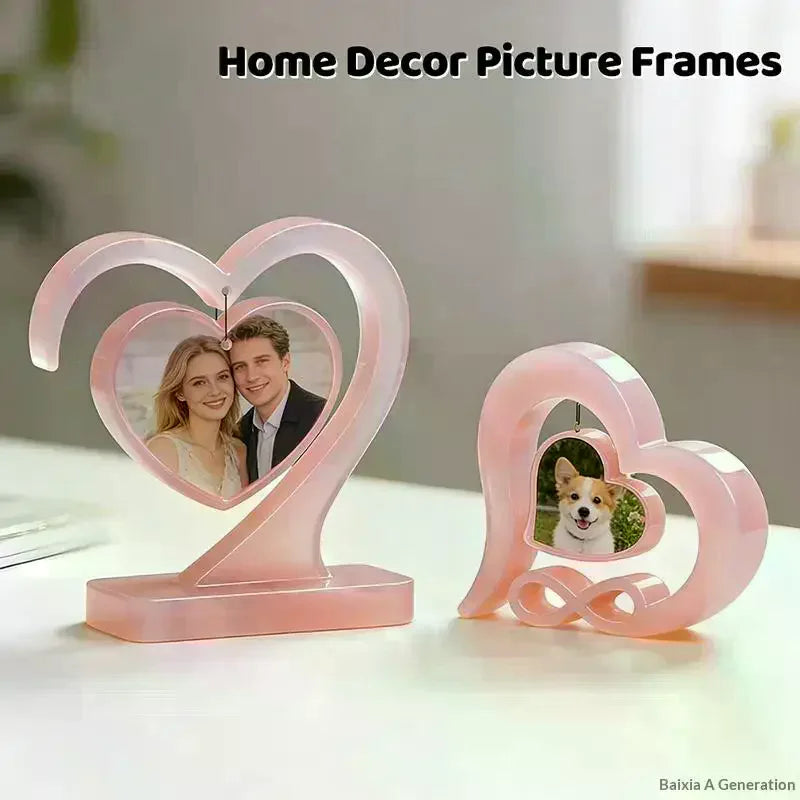 cadre photo décoratif coeur moderne finition brillante rose clair orange rouge minimaliste