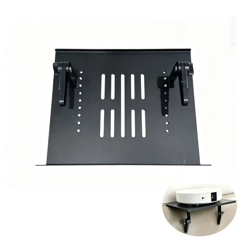 support mural projecteur noir moderne grille perforations clips vis 28cm 23cm