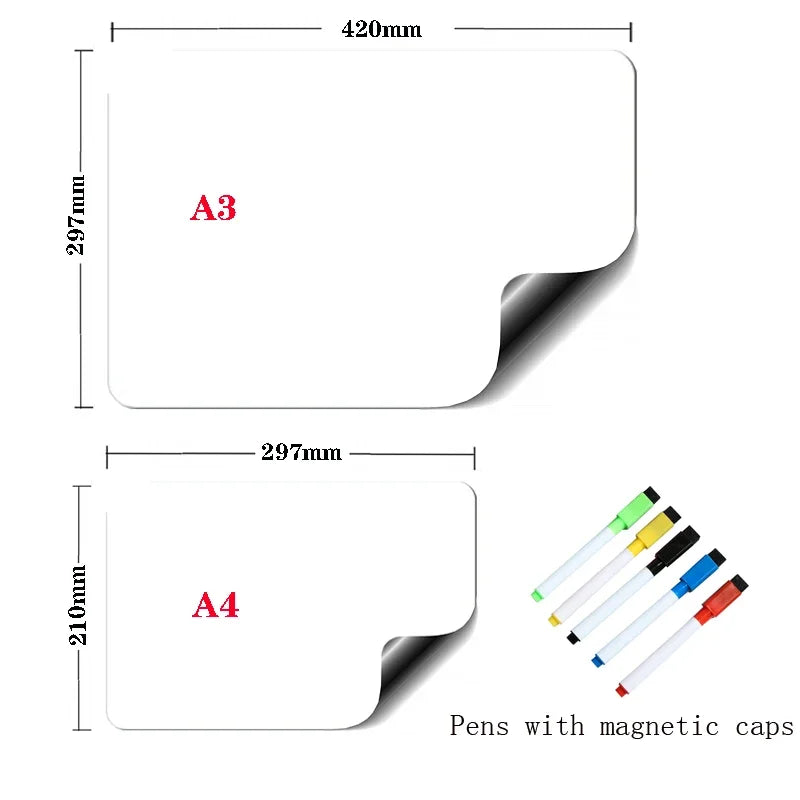 tableau blanc magnétique flexible aimants autocollants effaçables liste épicerie notes réfrigérateur stylos magnétiques blanc