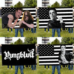 drapeau noir blanc rayures étoiles graphique eyelets opaques accrochable publicité cadeau anniversaire noël