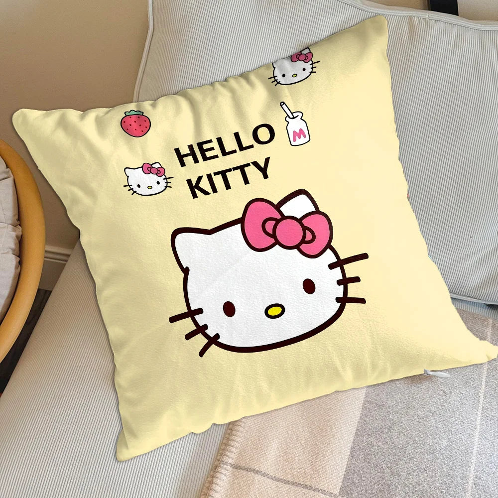 housse coussin carré hello kitty motif fleurs lapin ours coeurs chaussettes polyéstère decorative lit