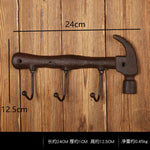 porte clés mural vintage porte clés clé marteau tournevis rustique imprimé poisson