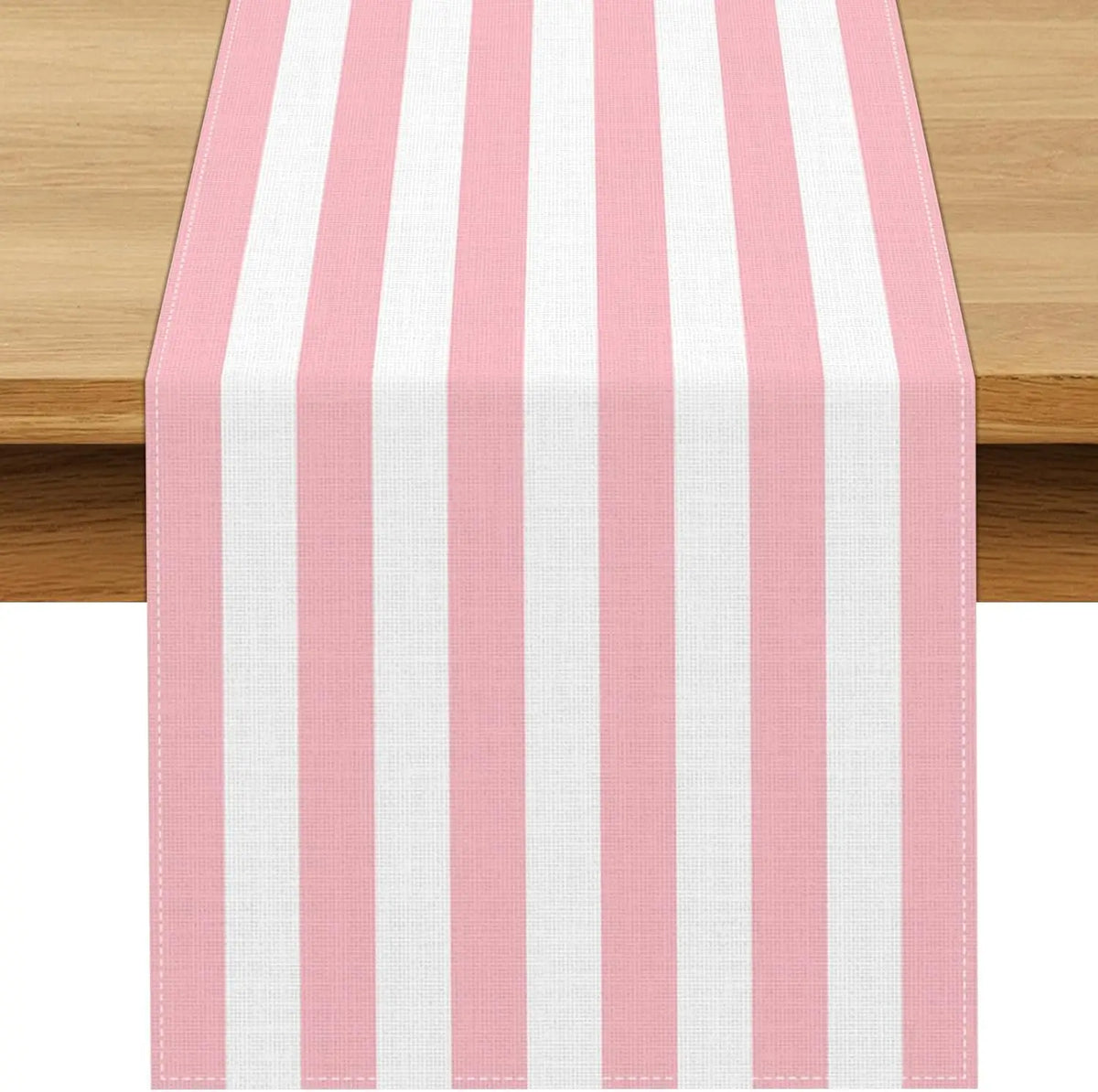 nappe lin rose rayée intérieur rustique décoration table anniversaire réutilisable