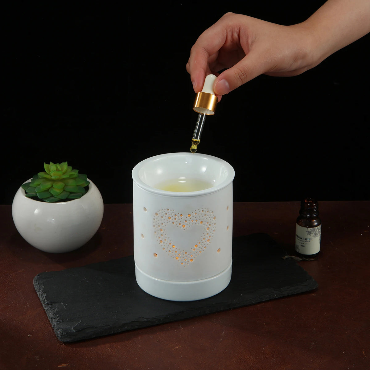 diffuseur odeur céramique blanc motif cœur étoile moderne intérieur aromathérapie huiles essentielles