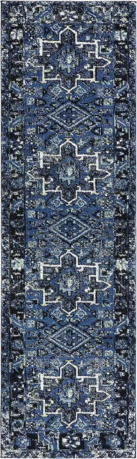 tapis géométrique bohème rouge bleu noir polyester salon chambre moderne