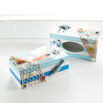boîte mouchoirs marin bois bleu rayures coquillages bateau étoile mer décorative maison rangement