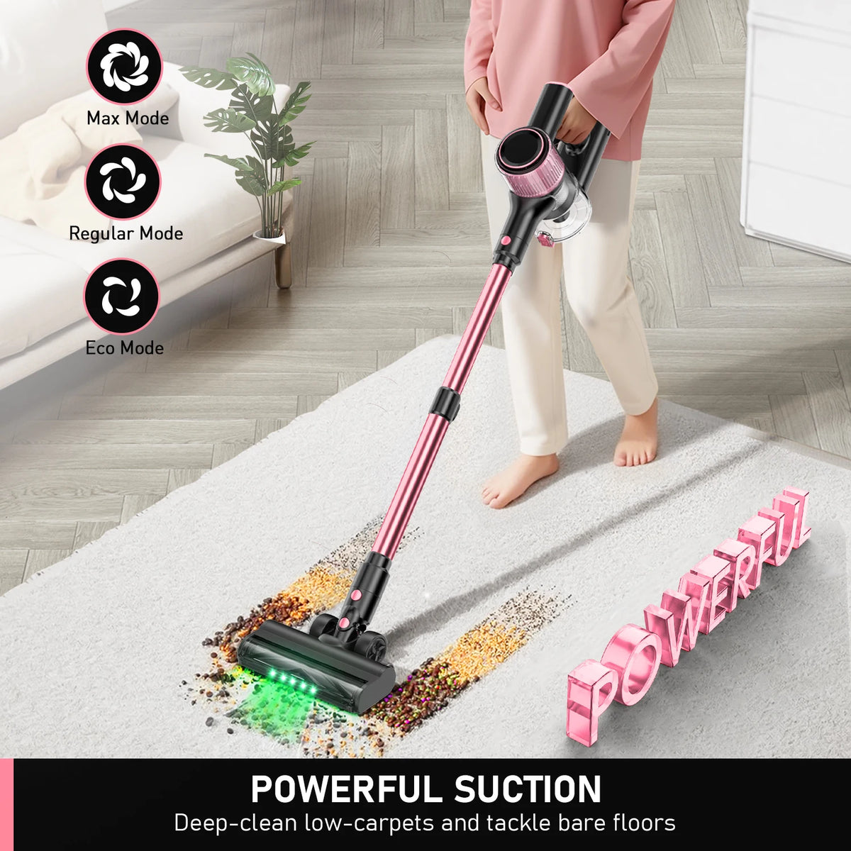 aspirateur sans fil rechargeable 45 minutes modes aspiration brosse multifonctionnelle tapis animaux