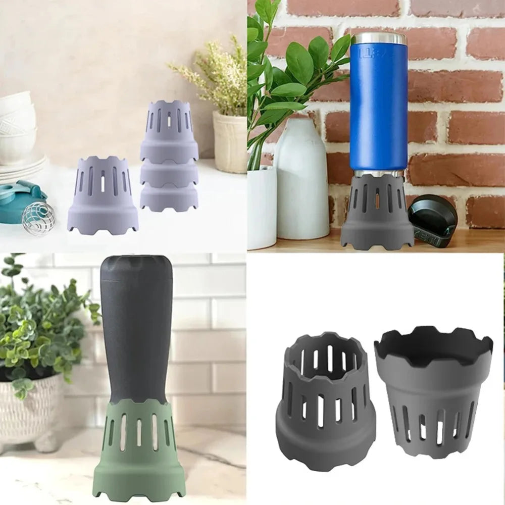 supports séchage bouteilles verres réutilisables silicone vert gris rose violet moderne minimaliste