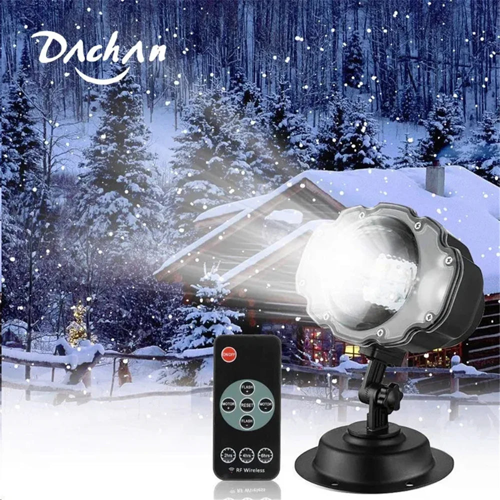 projecteur led neige transparent moderne télécommande noël jardinextérieur sixvolt led flocons neige