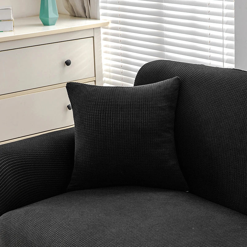 housse coussin imperméable polyester 45x45cm plaid carré moderne vert menthe gris blanc