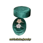 boîte bijoux velours classique blanc vert foncé deux trois compartiments élégante rangement anneaux