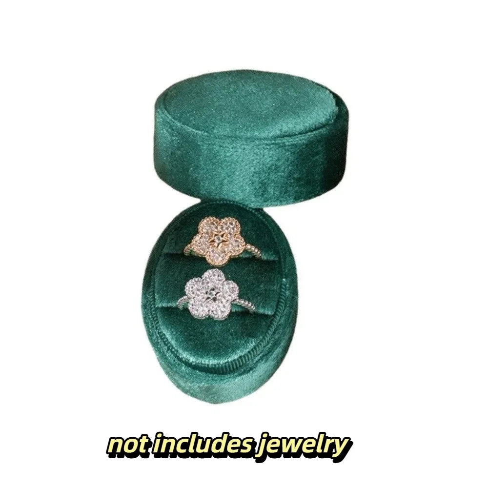 boîte bijoux velours classique blanc vert foncé deux trois compartiments élégante rangement anneaux