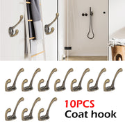 10 patères murales vintage double crochet bronze pour porte-manteau original salle de bain cuisine
