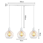 Suspension lumineuse industrielle moderne métal noir blanc abat jour rond grillagé