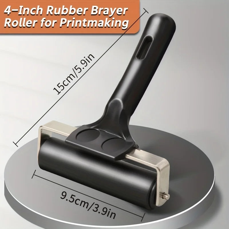 rouleau caoutchouc impression noir plateau graphique pratique poignet papier imprimé 15cm 9.5cm
