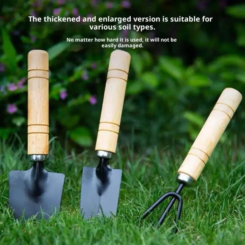 outils jardin miniature pelle grelinette noir bois clair pot fleur cactusintérieur jardinage rustic