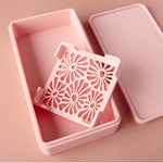 boîte savon moule biscuit motif floral couleurs rose blanc japonais