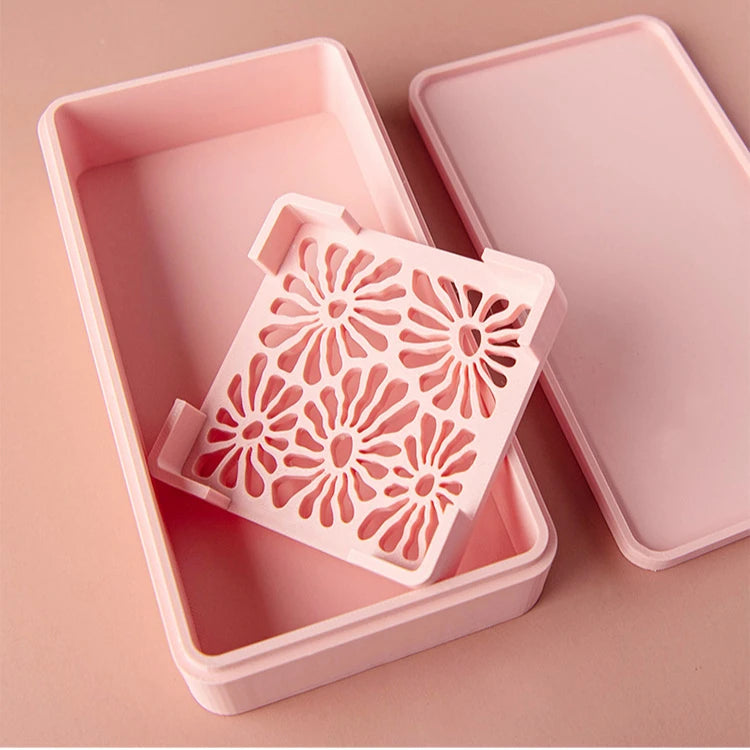 boîte savon moule biscuit motif floral couleurs rose blanc japonais