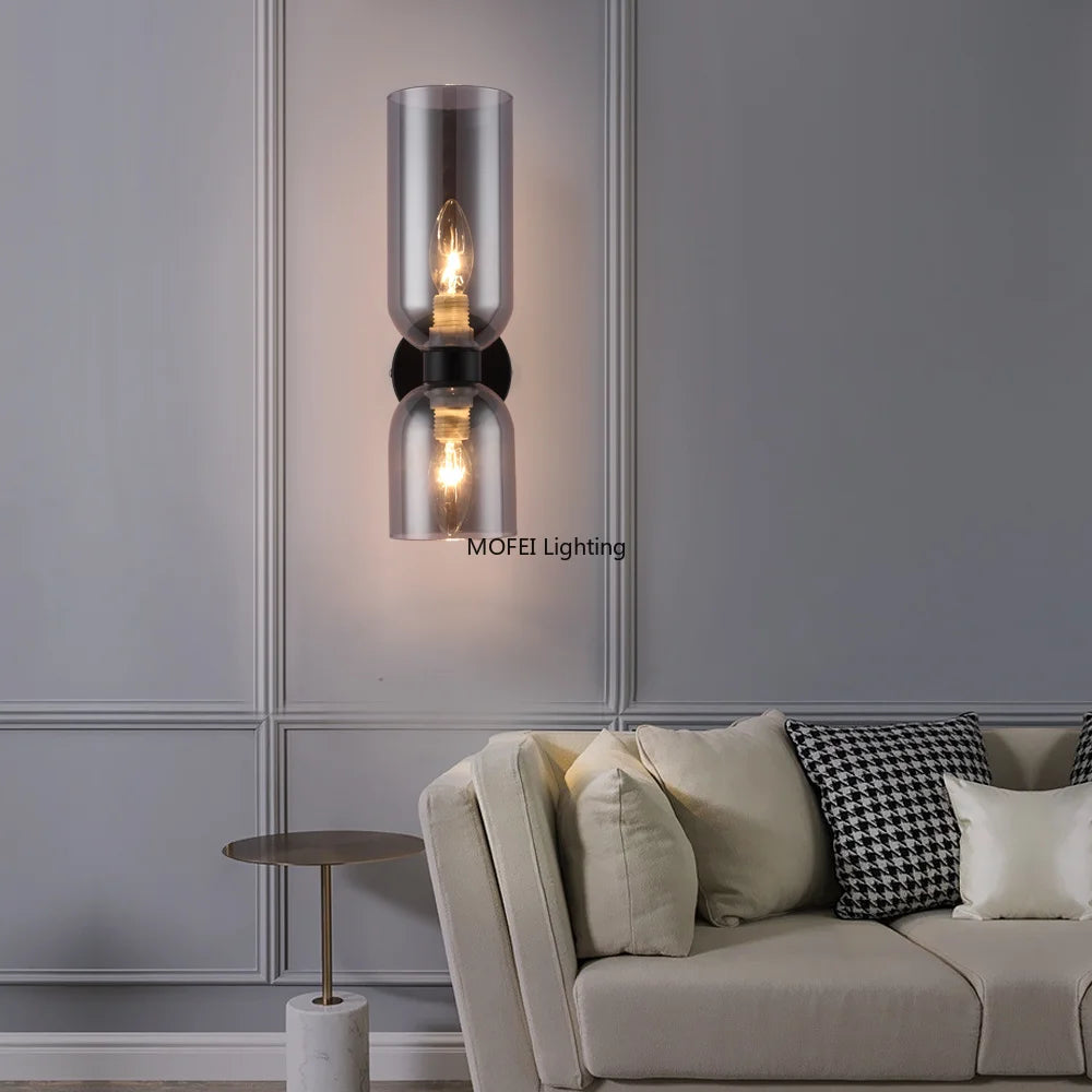 lampes murales modernes minimalistes verre transparent noir doré gris blanc