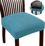 Housse chaise moderne polyester bleu rayures horizontales élastique lavable 30°C