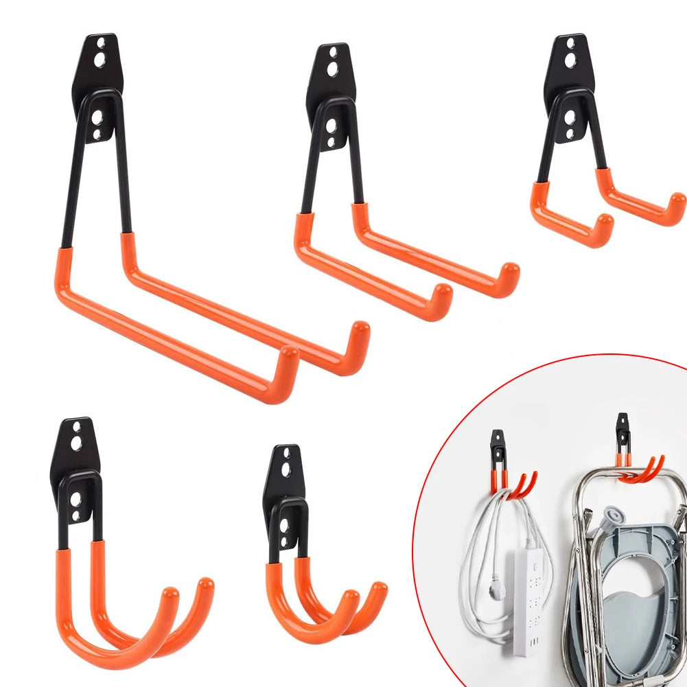 crochet mural moderne noir orange fer utilisation multiple outils jardinage pelle