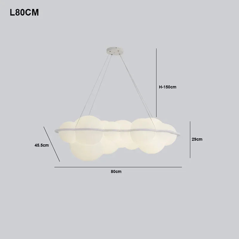 luminaire suspendu nuage moderne sphères lumineuses transparence partielle minimaliste fixations câbles métalliques