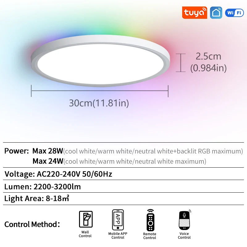 plafonnier led blanc moderne smart wifi rgb alexa app télécommandeControlEvents